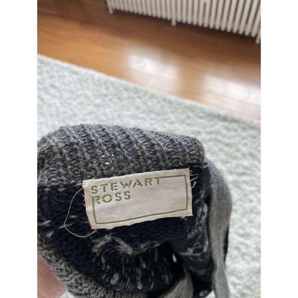 Vintage Stewart Ross Sweater Cardigan Wool Dog Dogs Black Grey Novelty Large - Picture 7 of 9
